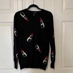 NWOT Aqua Cashmere Sweater with Lipstick Pattern